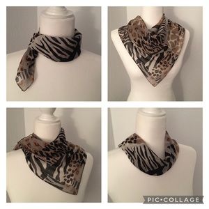 Animal Print Scarf, Cream/Tan/Rust/Black